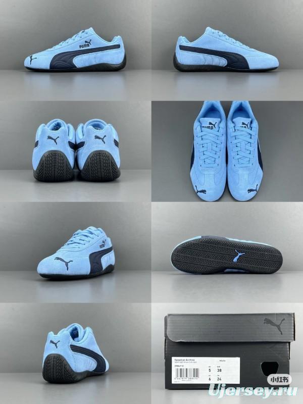 2025 Women Puma Light Blue Black Suede Casual Sneakers KFY00260