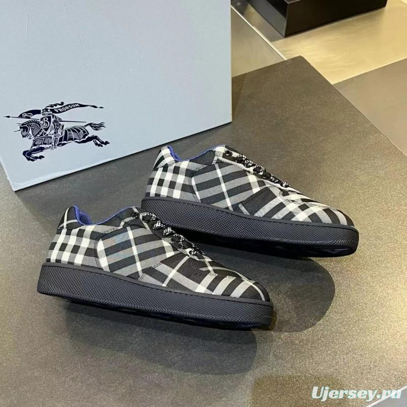2024 Unisex Burberry Black White Nylon Sneakers