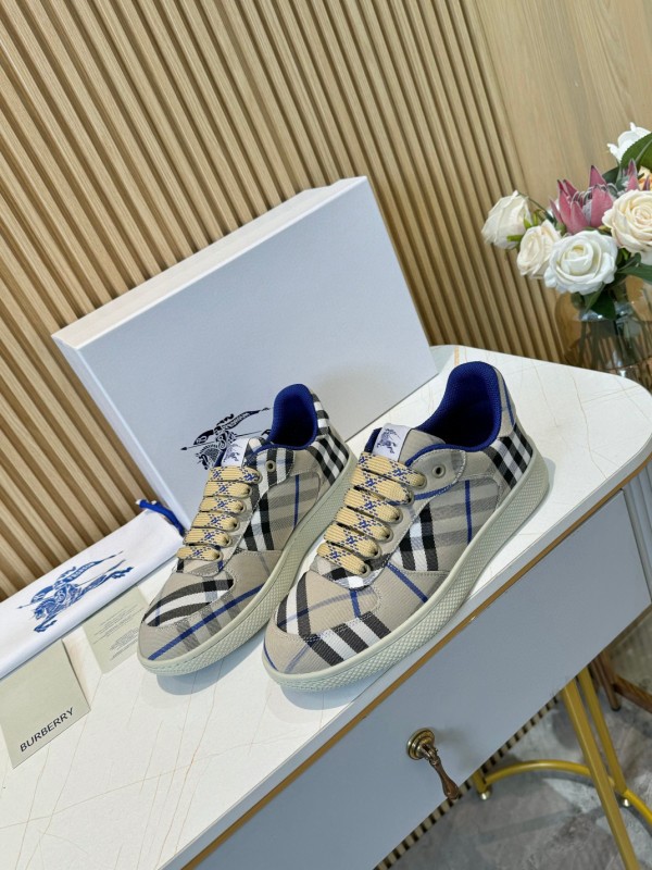 2024 Men Burberry Beige Black Cotton Casual Shoes MJ00320