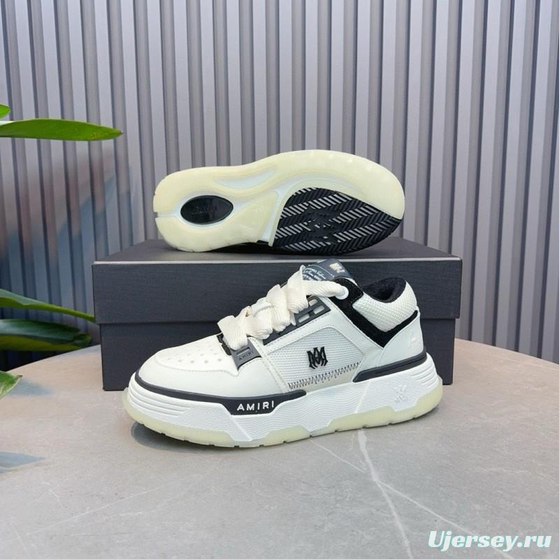 2024 Unisex Amiri White Black Leather Sneakers MJ00360