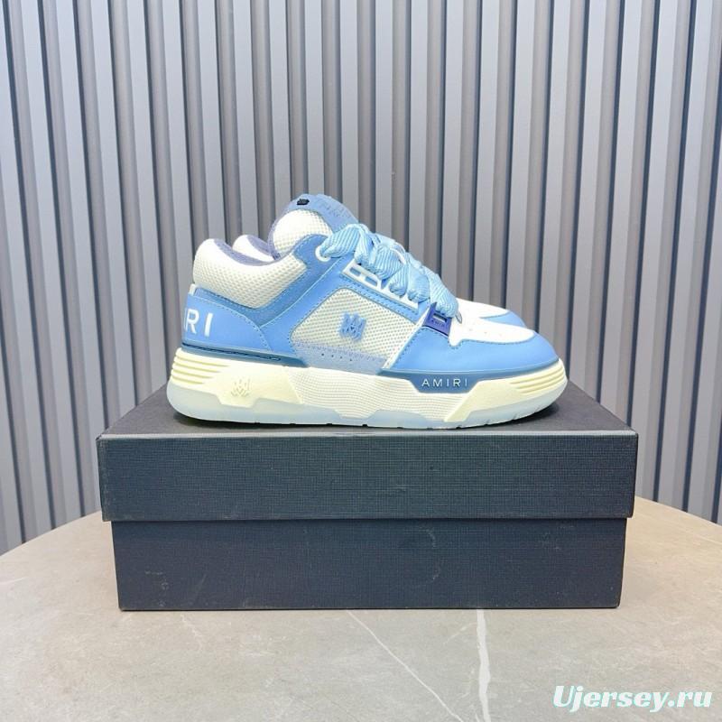 2024 Unisex Amiri Blue White Mesh Leather Sneakers MJ00360