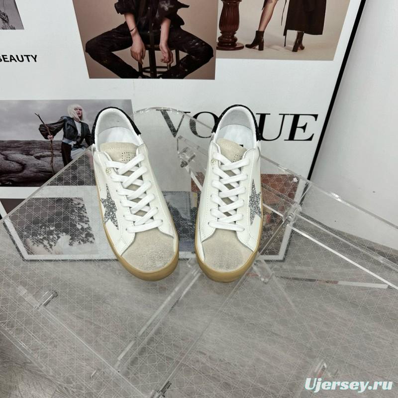 2025 Women GGDB White Black Silver Leather Suede Sneakers