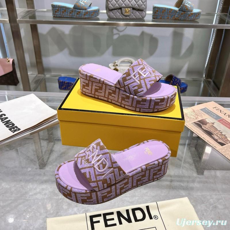 2025 Fendi Lavender Brown Canvas Slippers