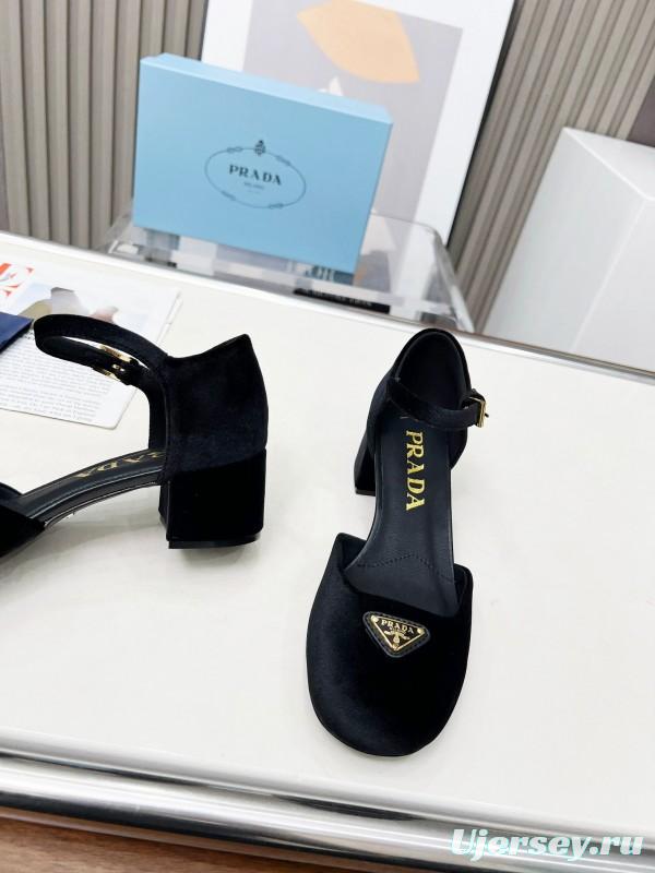 2025 Women Prada Black Suede Mary Jane Buckle LY00270