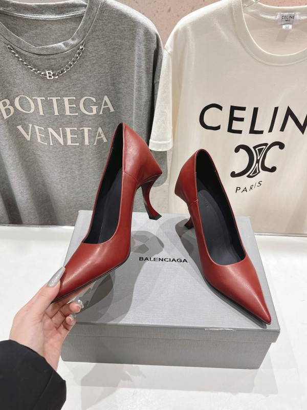 2025 Women Balenciaga Brown Leather High Heels
