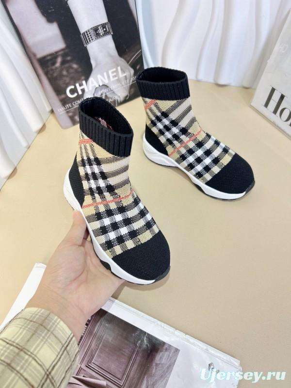 2024 Kids CHANEL Black Beige Knit Sneakers