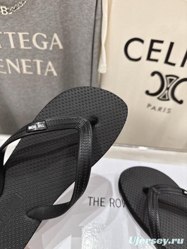2025 Unisex The Row Black Rubber Flip Flop Minimalist Design Casual Beach Sandals KFY00160