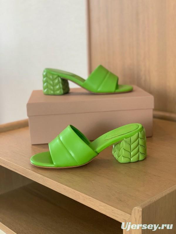 2025 Women Gianvito Rossi Green Leather Slippers KFY00260