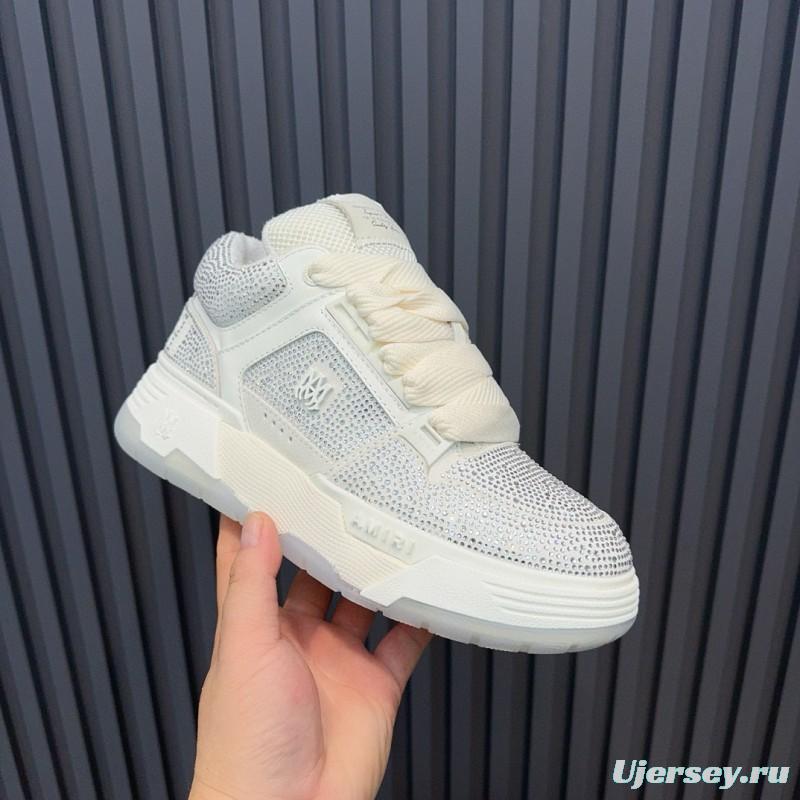2024 Unisex Amiri White Mesh Leather Sneakers MJ00410