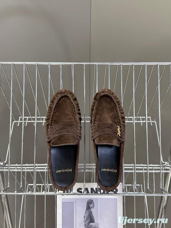 2025 Women Yves Saint Laurent Brown Suede Loafer