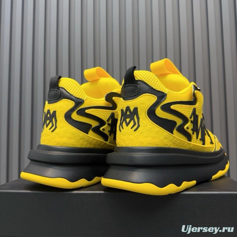 2024 Unisex Amiri Yellow Black Leather Sneakers MJ00410