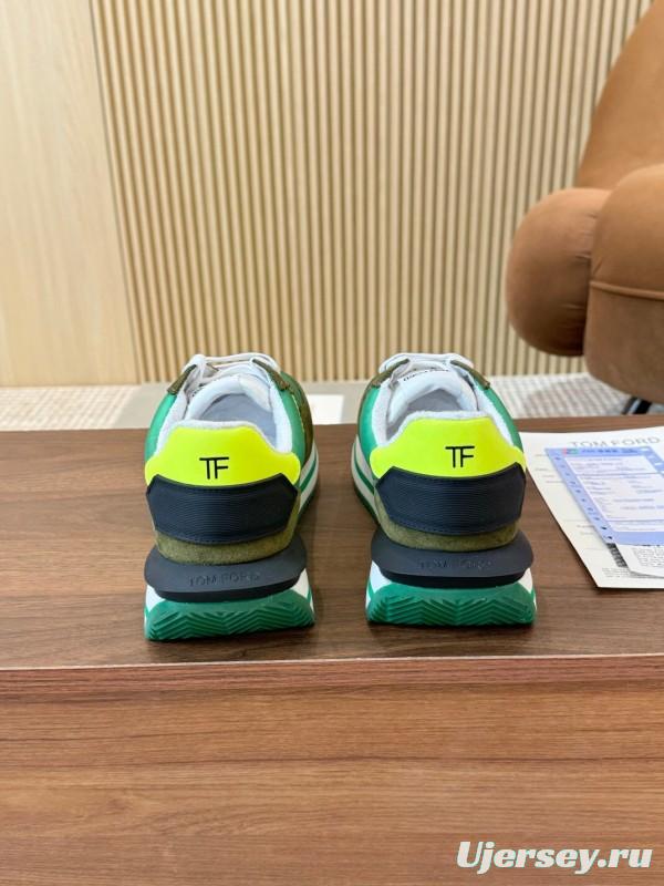 2025 Unisex TOM FORD Green Yellow White Suede Leather Sneakers LY00360(F)/LY00370(M)