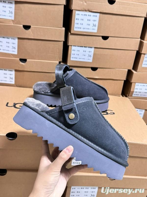 2024 Women UGG Grey Suede Slip-On Slippers MJ00170