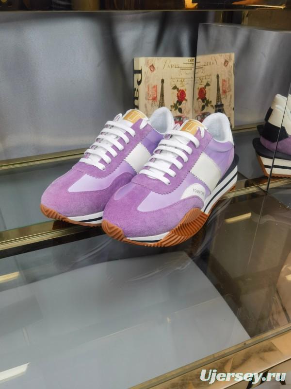 2025 Unisex TOM FORD Purple White Suede Leather Sneakers LY00360(F)/LY00370(M)