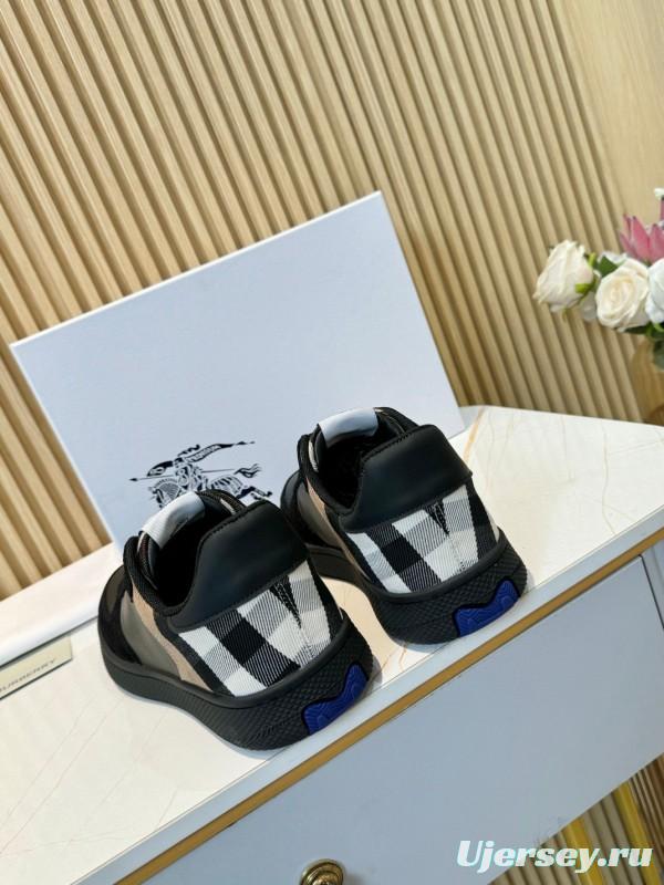 2024 Men Burberry Black Leather Sneakers MJ00320