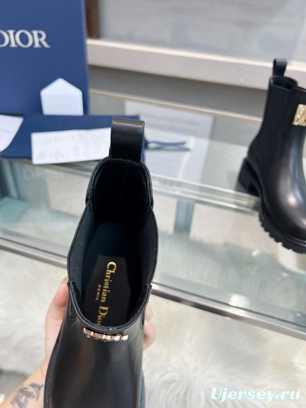 2024 Women Dior Black Leather Boots MJ00350