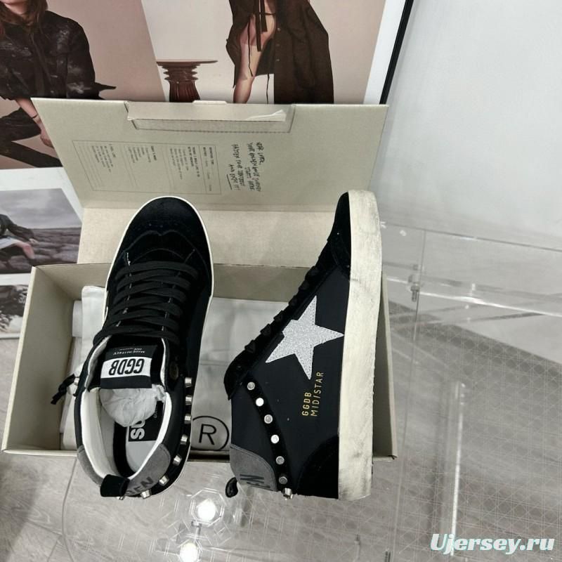 2024 Unisex GGDB Black Silver Suede Leather High Top Sneakers MJ00300