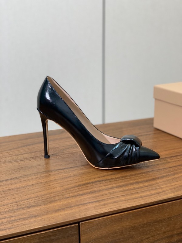 2025 Women Gianvito Rossi Black Leather High Heel KFY00300