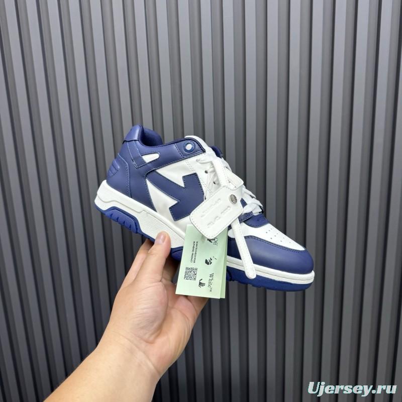 2025 Unisex Off-White Navy White Leather Sneakers MJ00320