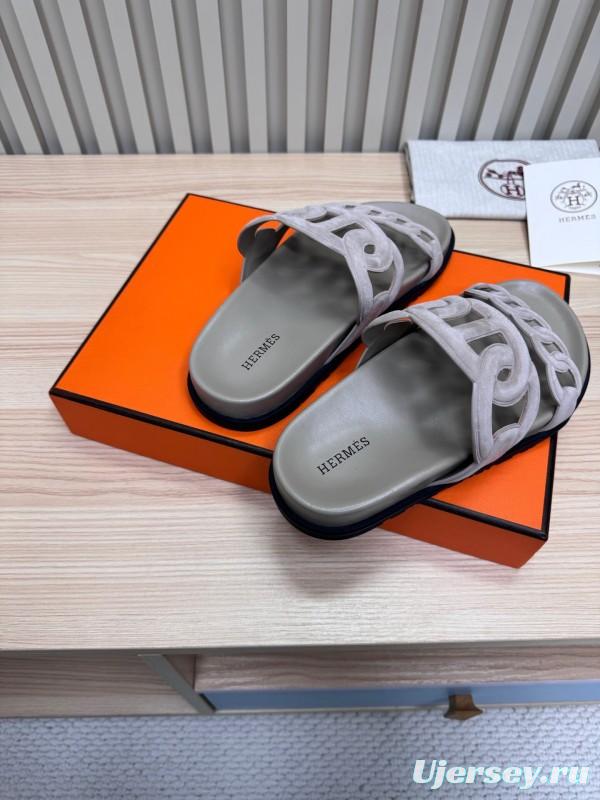 2025 Slippers Hermès Grey Suede Slippers