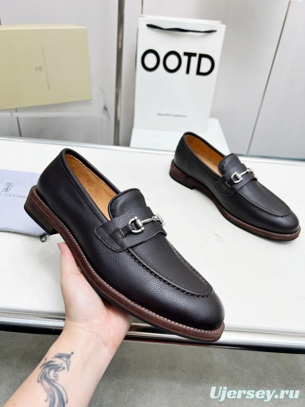 2024 Men Brunello Cucinelli Black Leather Loafers