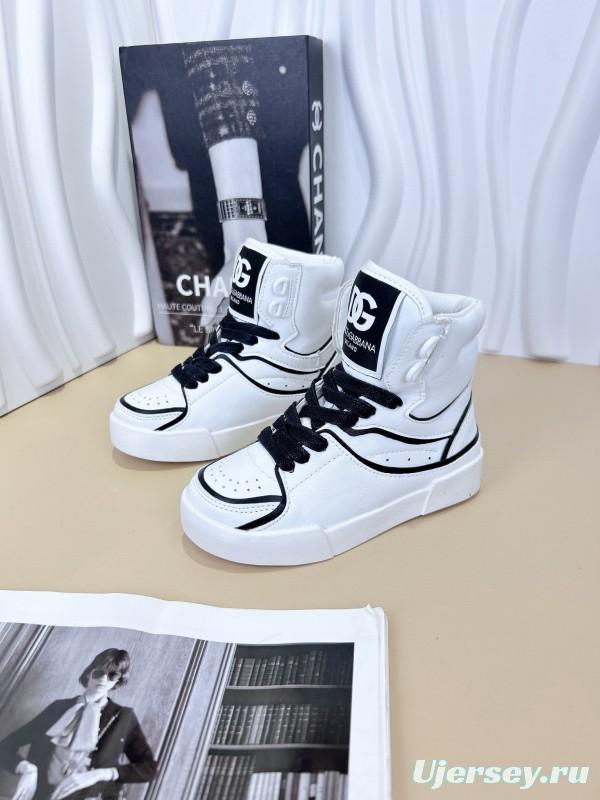 2024 Kids Dolce & Gabbana Black White Red Synthetic Leather Kids Sneakers