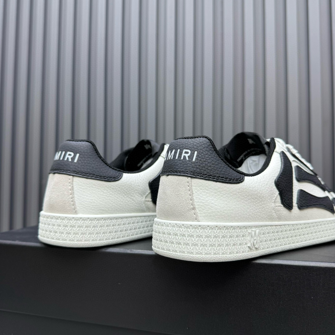 2024 Unisex Amiri White Black Leather Sneakers MJ00300