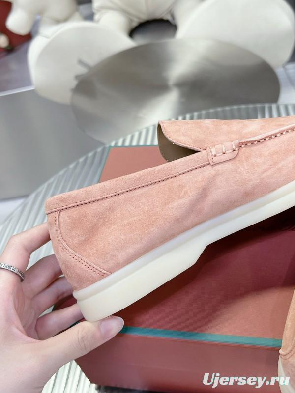 2024 Women Le Parmentier Pink Suede Loafers