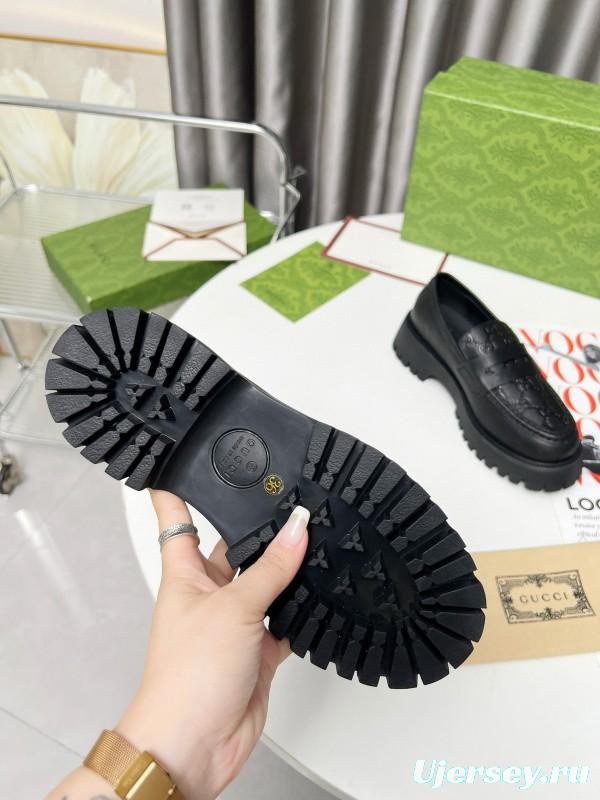 2024 Women Gucci Black Leather Loafers MJ00320