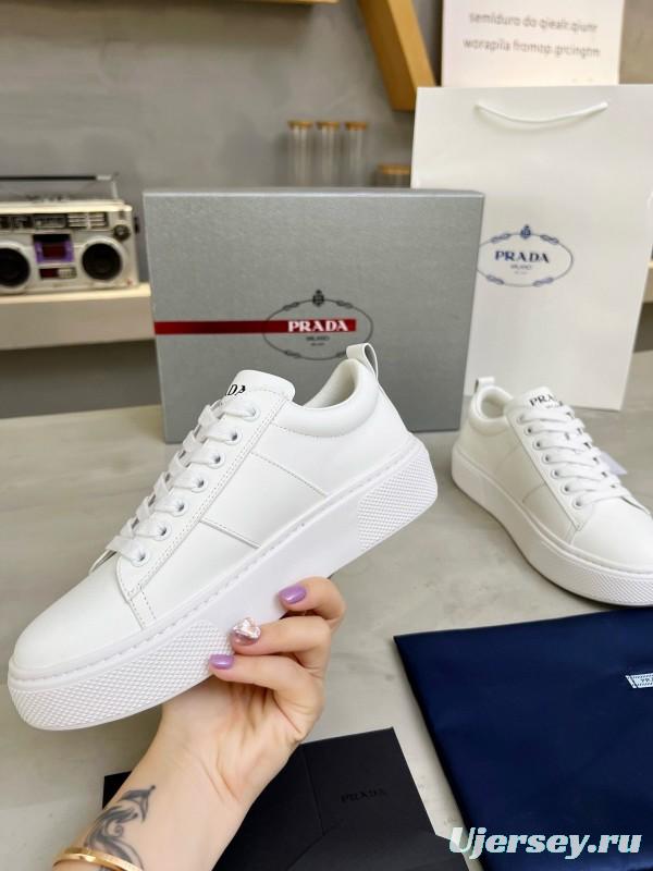 2024 Unisex Prada White Leather Sneakers MJ00310
