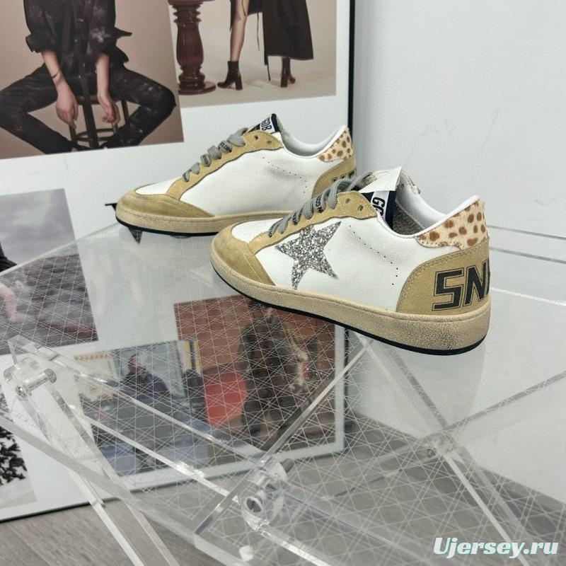 2024 Unisex GGDB White Beige Glitter Suede Leather Low Top Sneakers MJ00260