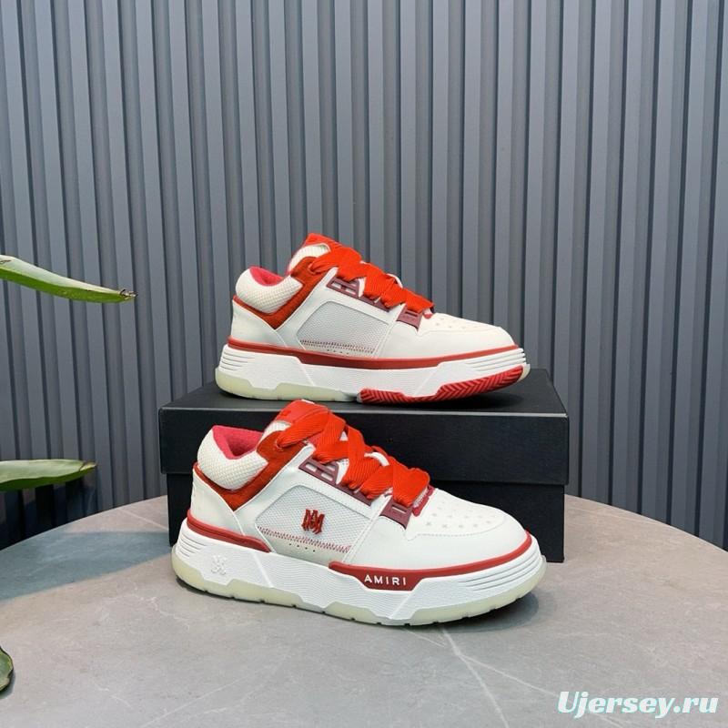 2024 Unisex Amiri White Red Leather Sneakers MJ00360