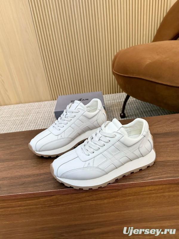 2025 Unisex HOGAN White Leather Suede Sneakers H671