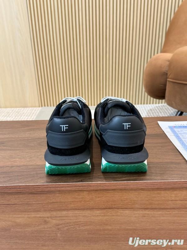 2025 Unisex TOM FORD Black White Green Leather Suede Sneakers LY00360(F)/LY00370(M)