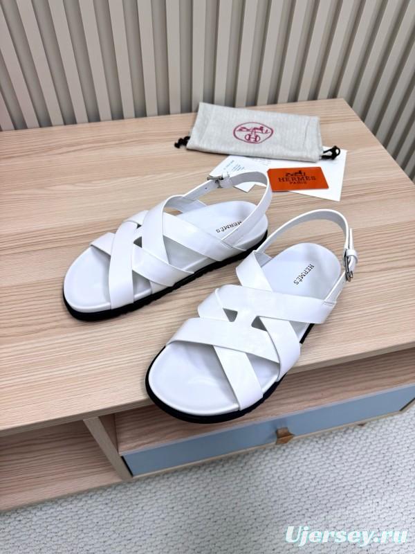 2025 Slippers Hermès White Leather Sandals LY00270