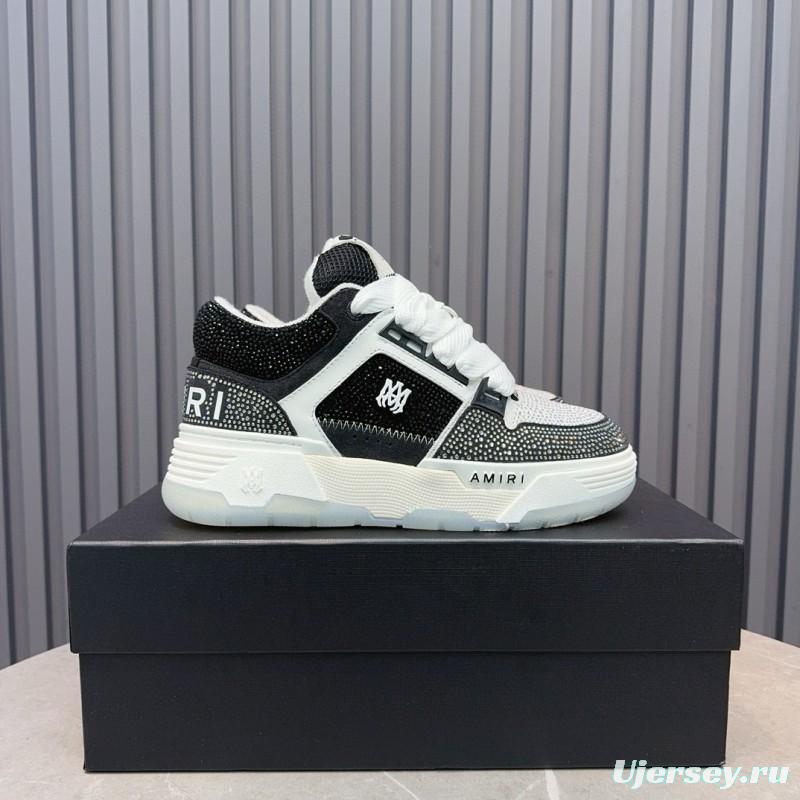 2024 Unisex Amiri Black White Mesh Leather Sneakers MJ00410