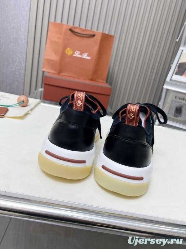 2024 Men Le Parmentier Black Grey Mesh Leather Sneakers