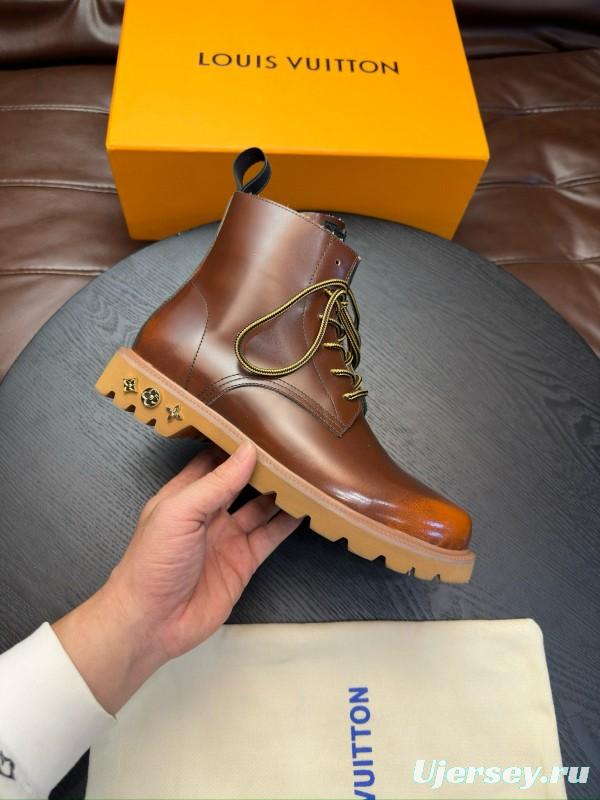 2024 Men Louis Vuitton Brown Calfskin Leather Boots MJ00440