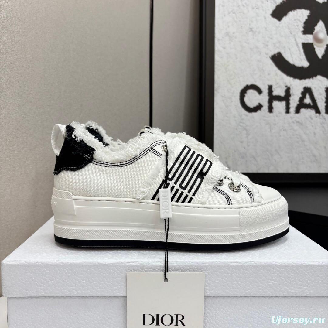 2025 Women Dior White Black Canvas Sneakers LY00300