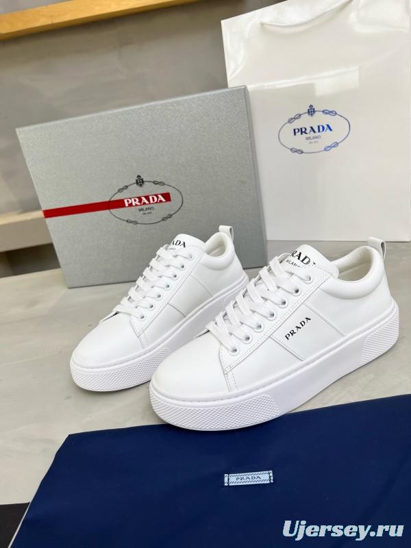 2024 Unisex Prada White Leather Sneakers MJ00310