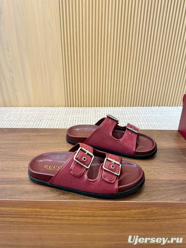 2025 Women Gucci Red Leather Sandals LY00240