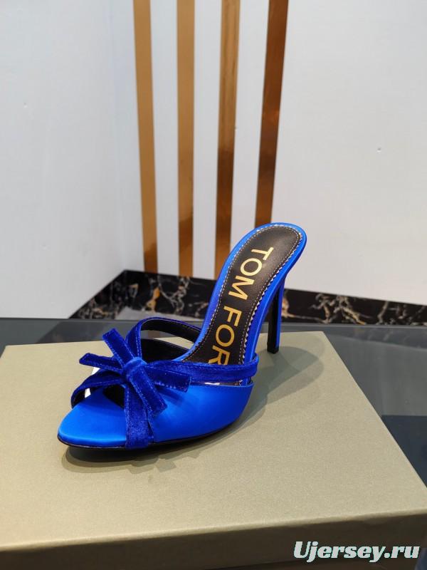 2025 Women TOM FORD Blue Velvet High Heel Mules