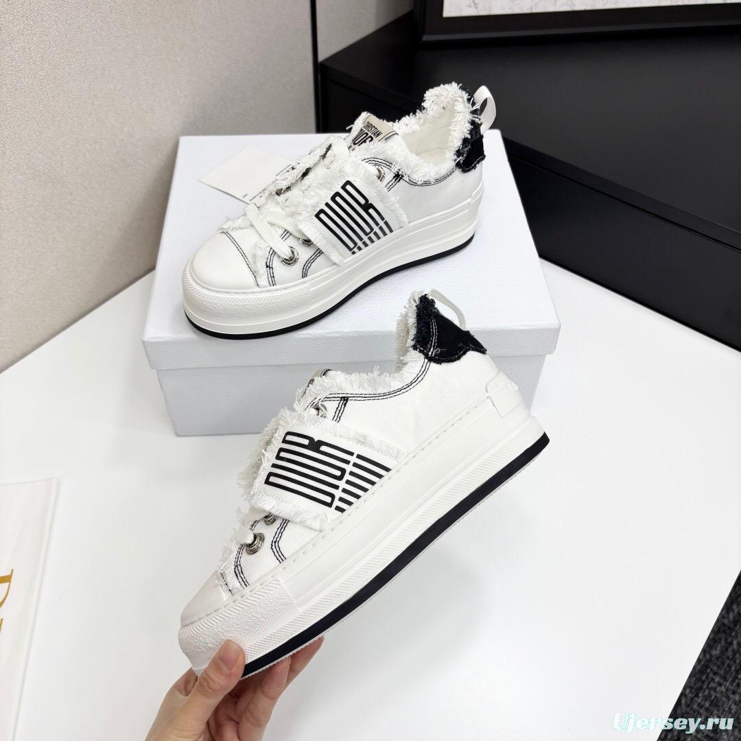 2025 Women Dior White Black Canvas Sneakers LY00300