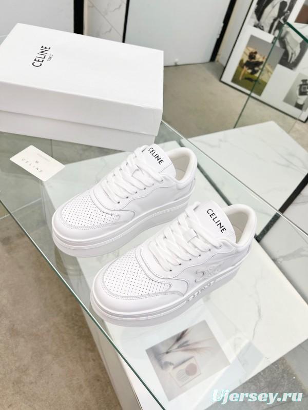 2025 Women CELINE White Leather Sneakers