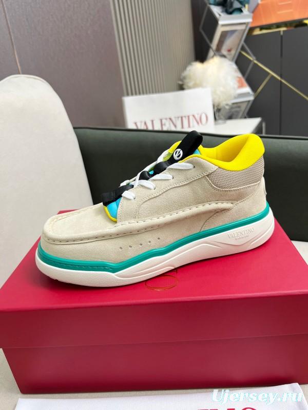 2025 Unisex Valentino Yellow Blue Beige Leather Sneakers RUNBOOT LY00390