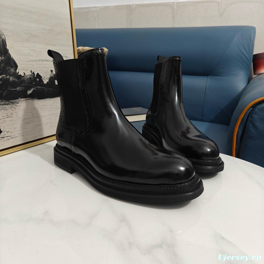 2024 Men Dolce & Gabbana Black Leather Ankle Boots