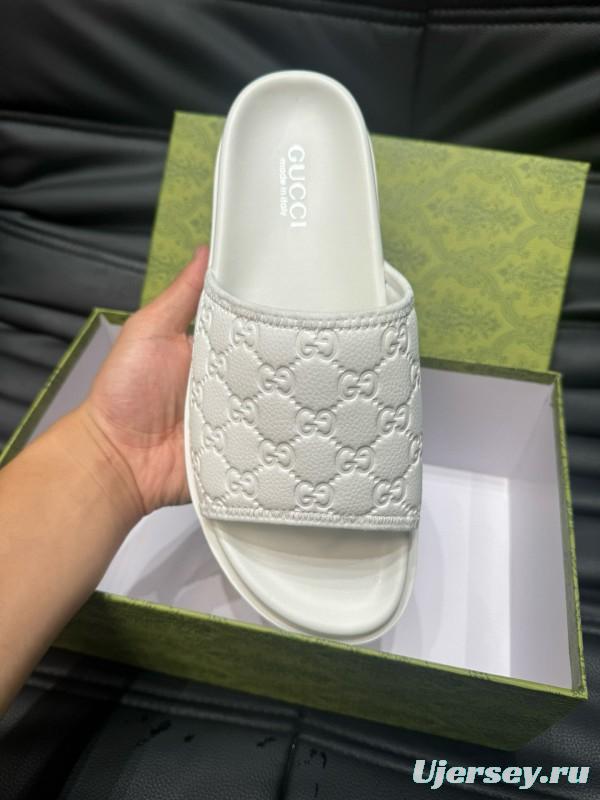 2024 GUCCI White Leather Slippers MJ00200