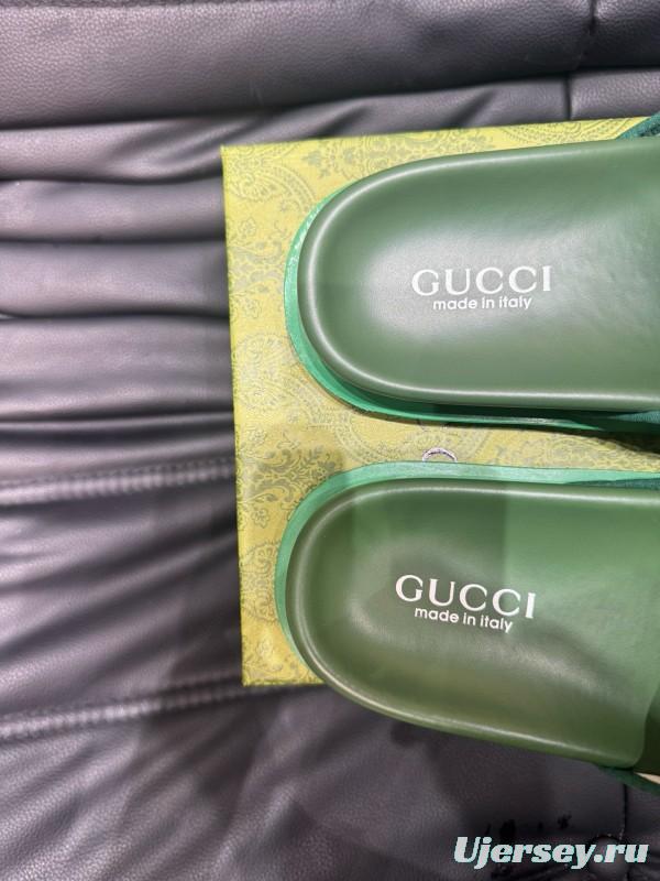 2024 Unisex Gucci Green Leather Mules MJ00200