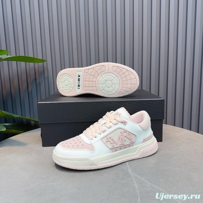 2025 Unisex Amiri White Pink Leather Sneakers MJ00360