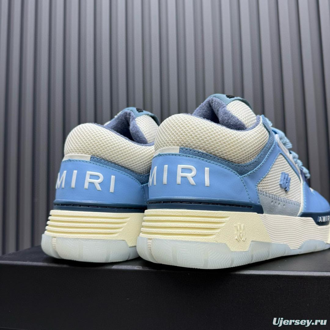 2024 Unisex Amiri Light Blue White Leather Sneakers MJ00360